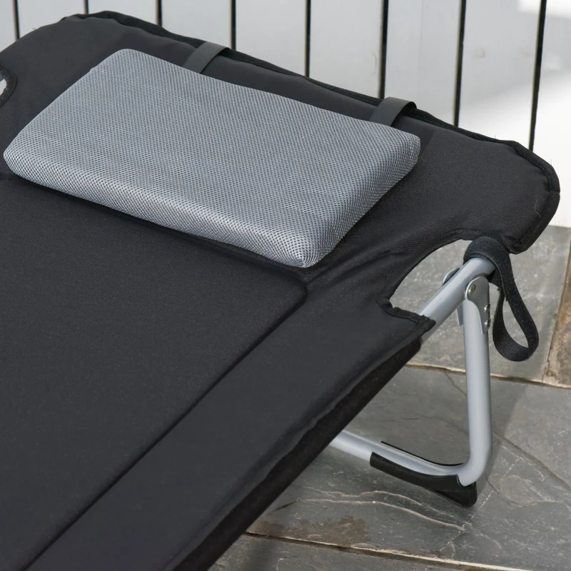 Outsunny Pat de Camping Pliabil si Captusit – Design Negru, Usor & Confortabil