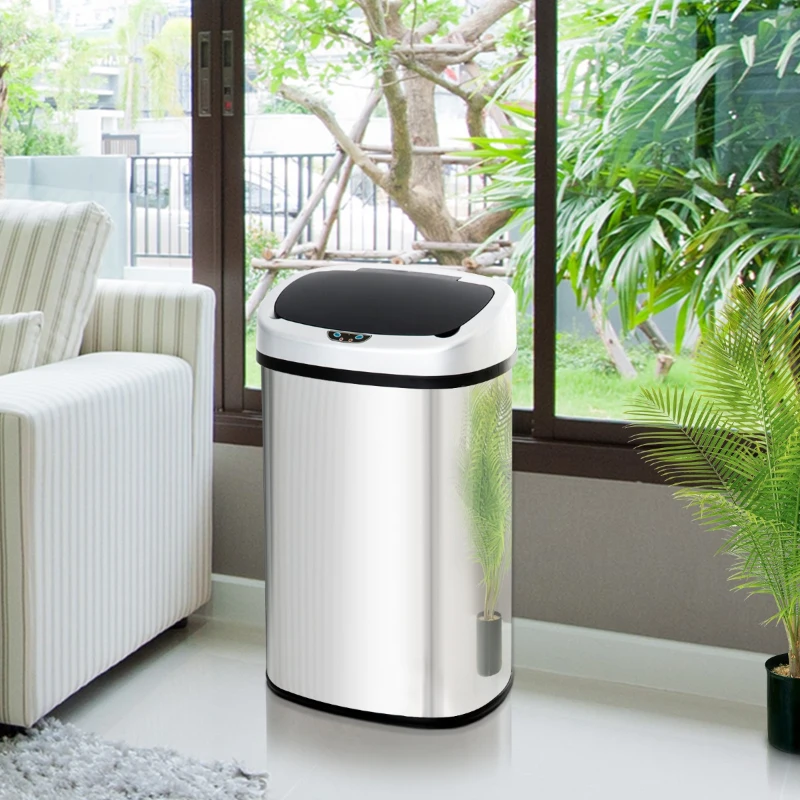 HOMCOM Cos Gunoi Inox – 58 L, Cu Senzor pentru Deschidere Automata(m-2)
