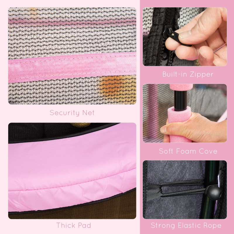 HOMCOM Trambulina pentru Copii 3-6 Ani Trambulina cu Plasa Φ185cm Roz