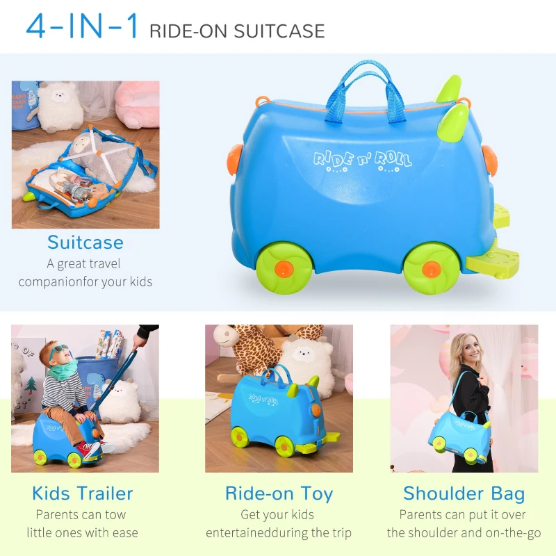 HomCom valiza copii pentru calatorii cu avionul, 46x22x33,5 cm