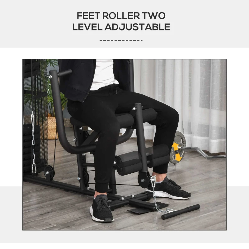 HOMCOM Statie de fitness Multifunctionala pentru Sala si Casa, din Otel 150x110x210cm Negru