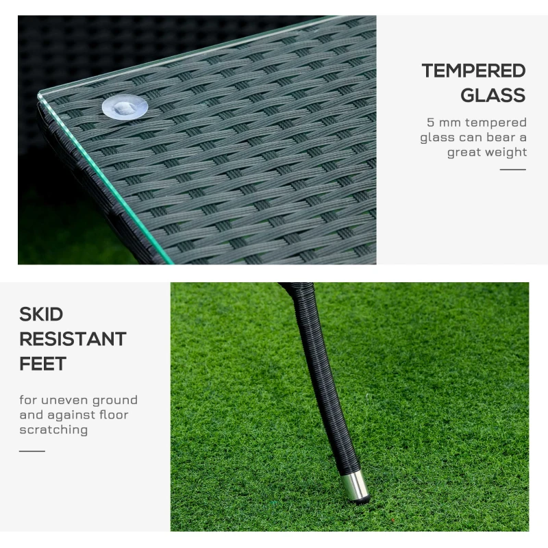 Outsunny Lounge de Gradina cu Masa, 2 Fotolii si Canapea 2 Locuri Ratan PE