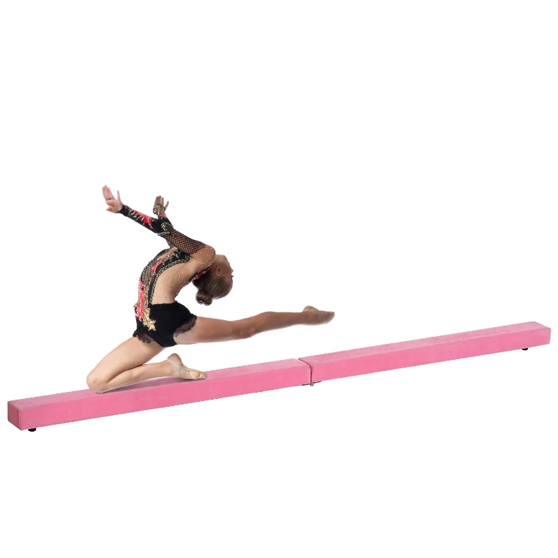 Homcom Barna pentru Gimnastica pentru Antrenament Captusita din Lemn, Roz, 240x10x6.5cm