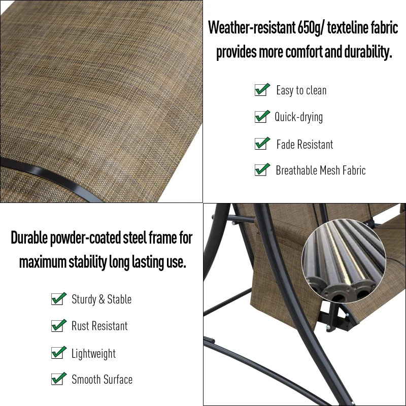 Outsunny Balansoar de Gradina cu 3 Scaune, Acoperis si Buzunare de Depozitare, Gri