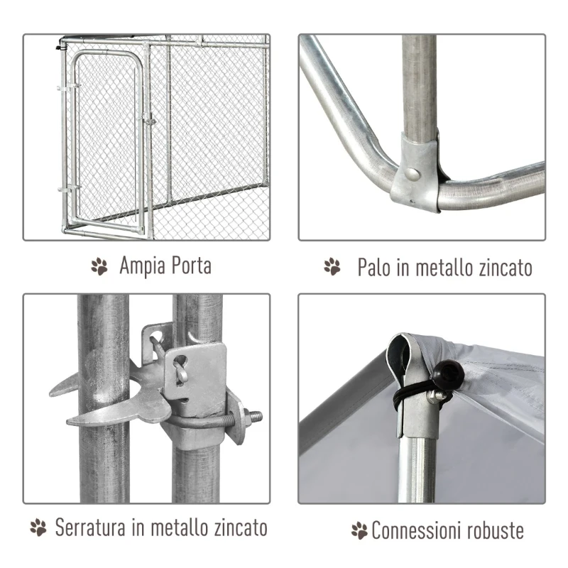 PawHut Tarc Amplu pentru Animale in Plasa Galvanizata cu Invelis Impermeabil pentru Extern 230x230x172 cm