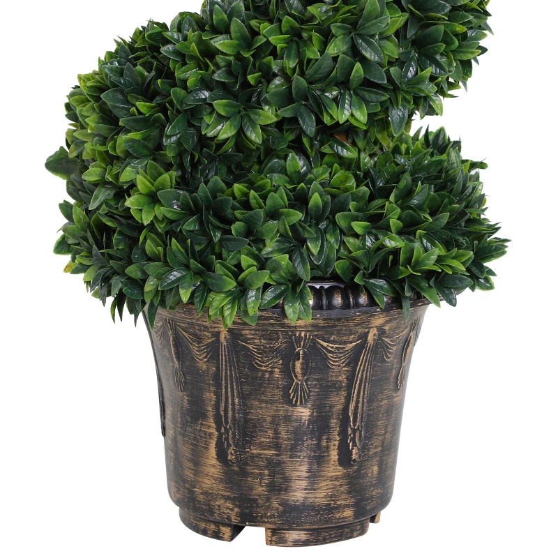Outsunny Plantă Artificială Decorativă Buxus în Spirală cu Ghiveci Inclus, Ф32x120 cm, Verde