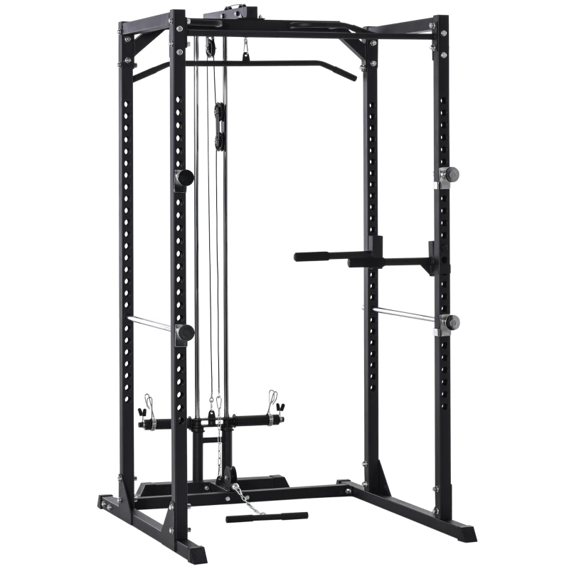 HOMCOM Aparat de antrenament multifunctional Statie de fitness din otel 155x118x220cm Negru