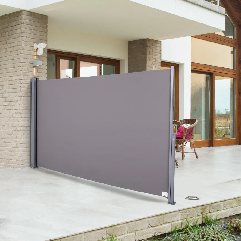 Outsunny Copertina de Soare Laterala Tip Rulou Protectie impotriva Vantului / Privacy 3x1,6m Gri