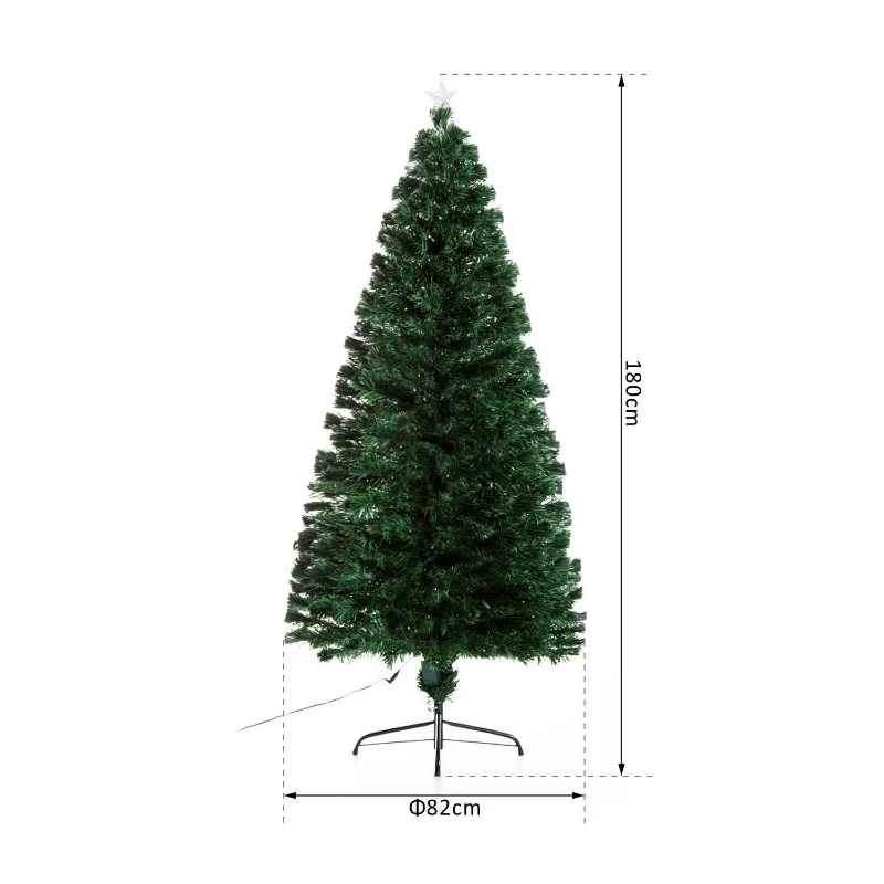 HomCom Albero di Natale Artificiale 230 Rami in PVC con Luci LED Φ82 x 180cm Verde