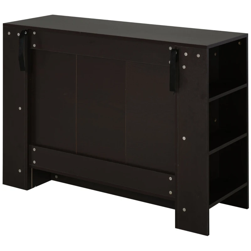 HOMCOM Dulap de perete cu 2 usi 3 sertare rafturi laterale din lemn maro