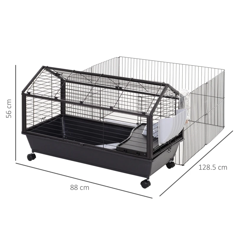 PawHut Cusca pentru Iepuri si Purcelusi de Guineea Cusca pentru iepuri de Interior din Metal