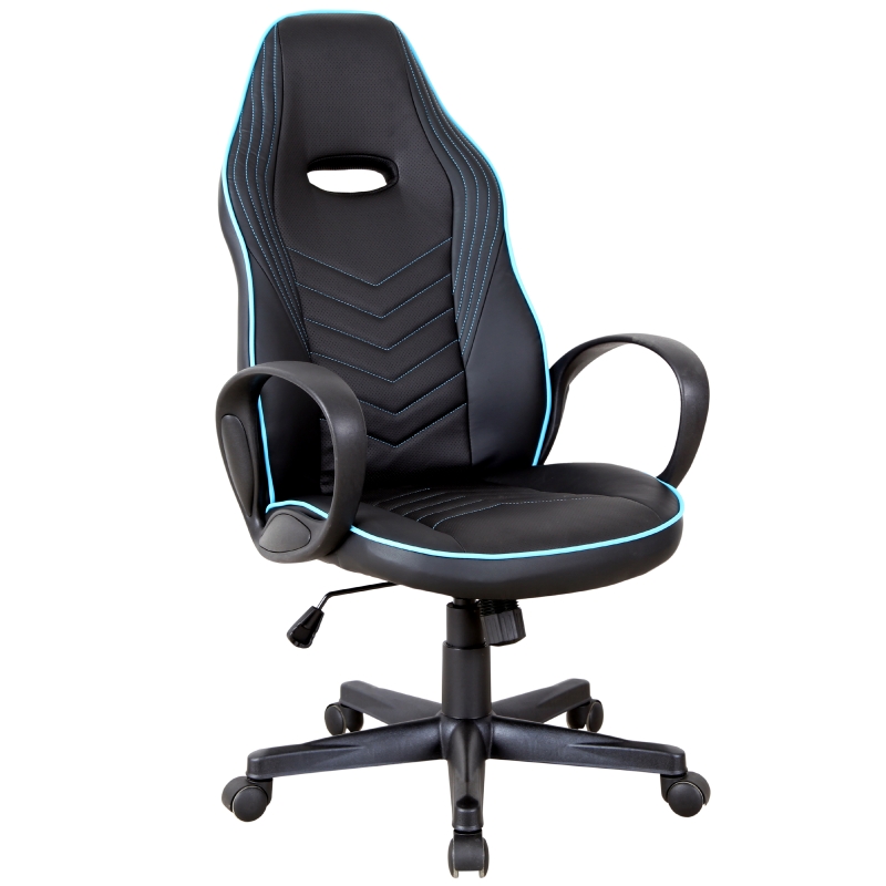 Vinsetto Fotoliu de Birou cu Invelis in Piele PU Premium Design Ergonomic Negru si Albastru