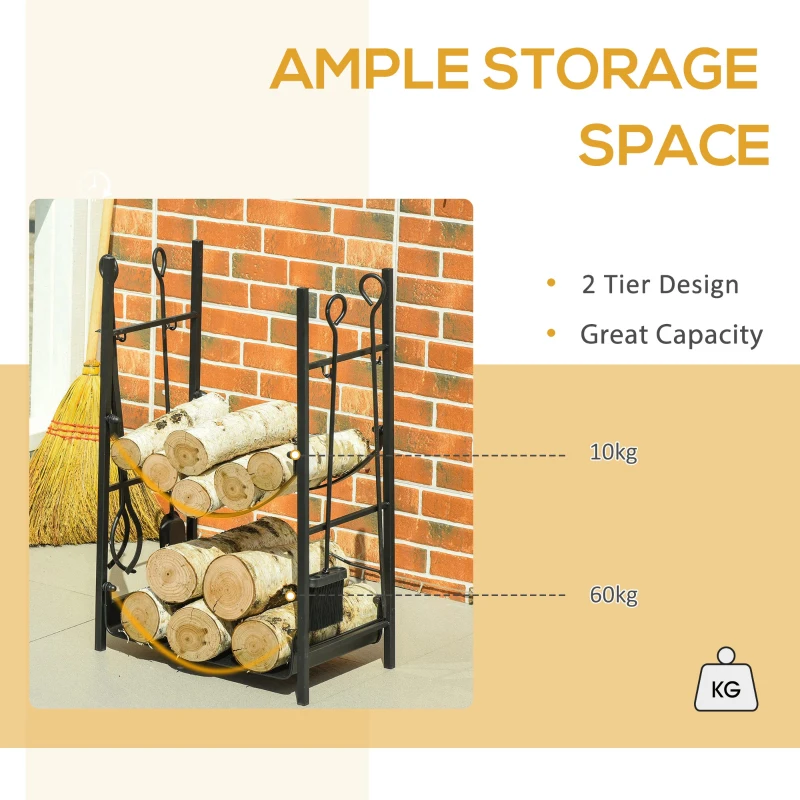 Outsunny Suport pentru Lemne de Interior si de Exterior pana la 70 kg de Lemne Accesorii Incluse