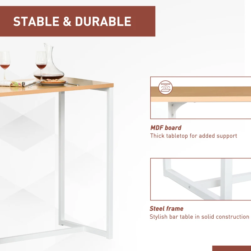 HOMCOM masa tip bar, pentru bucatarie, 115x55x100cm, alb(m-4)