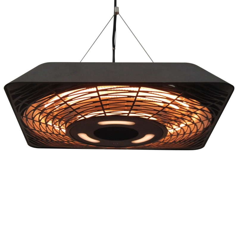 Outsunny Lampa pentru Incalzire in Aer Liber cu Lumina Putere 3 Niveluri Telecomanda