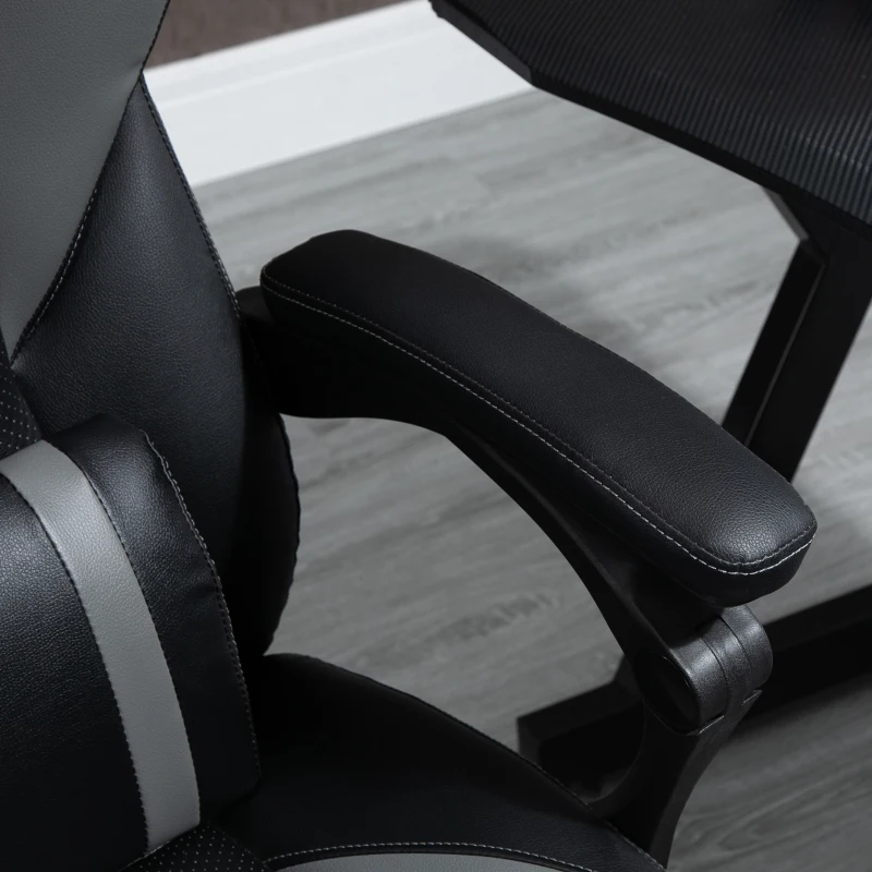 Vinsetto Scaun Birou Racing Tapitat cu Suport pentru picioare din Imitatie de piele Negru