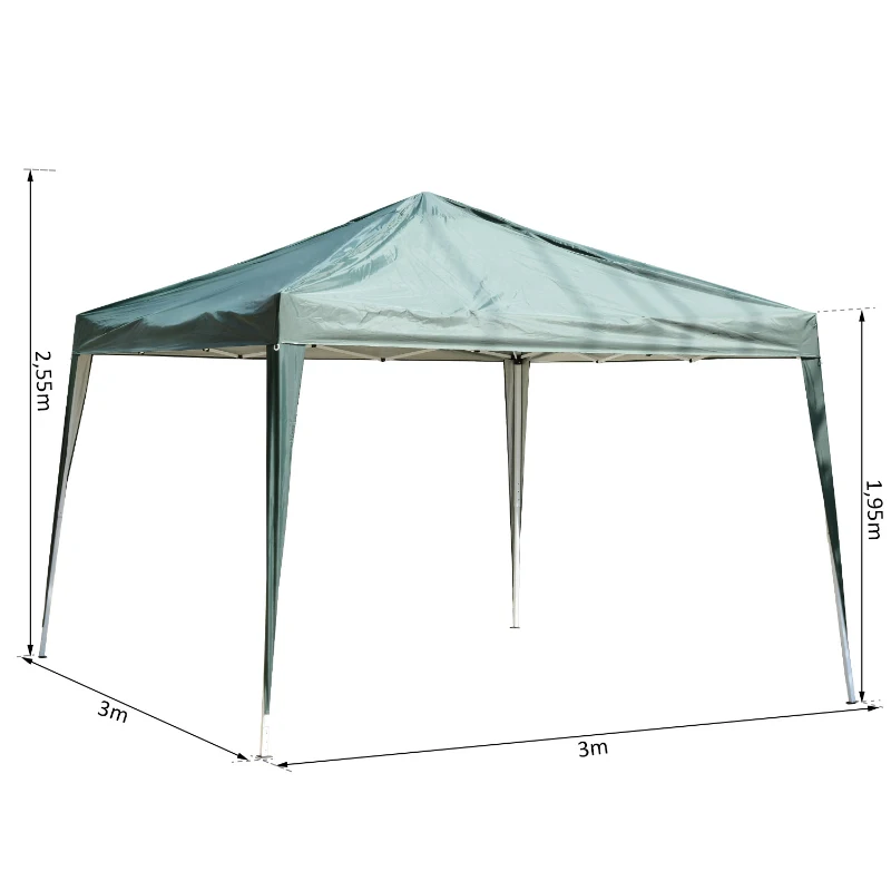 Outsunny Foisor Schelet in Otel Pliabil Invelis in Tesatura Oxford Verde 3x3m