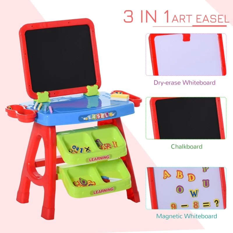 HOMCOM placa magnetica banca 3in1 pentru copii 3-6 ani Accesorii incluse