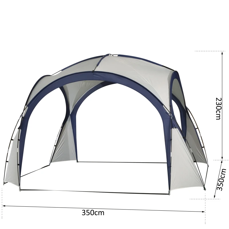 Outsunny Foisor Cort de Camping Pliabil Protectie UV Alb si Albastru 350 x 350 x230cm