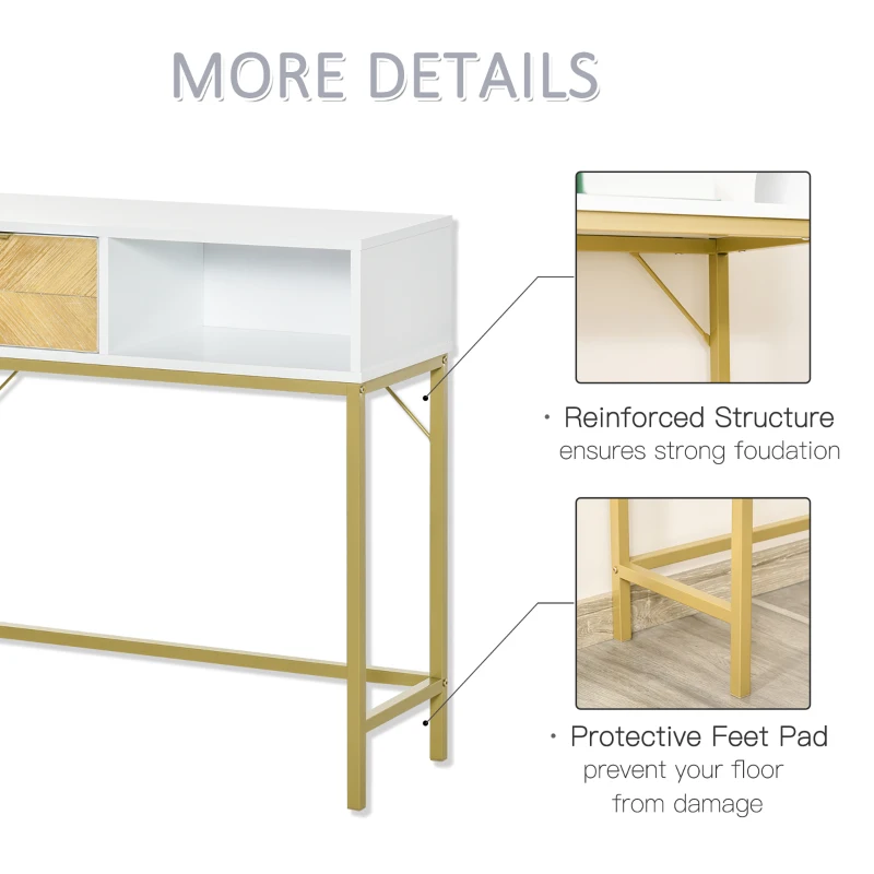 HOMCOM comoda din lemn, 80 x 30 x 80.5 cm, alb si auriu(m-6)