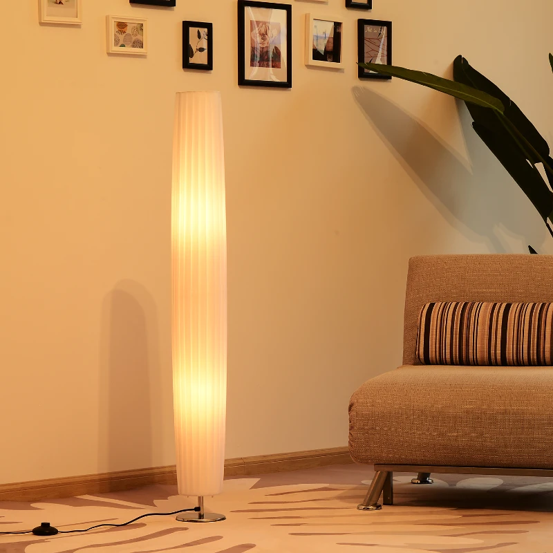 Homcom Lampada da Terra in Acciaio, Bianco, 15x15x120cm