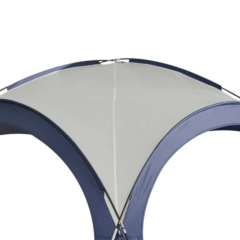 Outsunny Foisor Cort de Camping Pliabil Protectie UV Alb si Albastru 350 x 350 x230cm