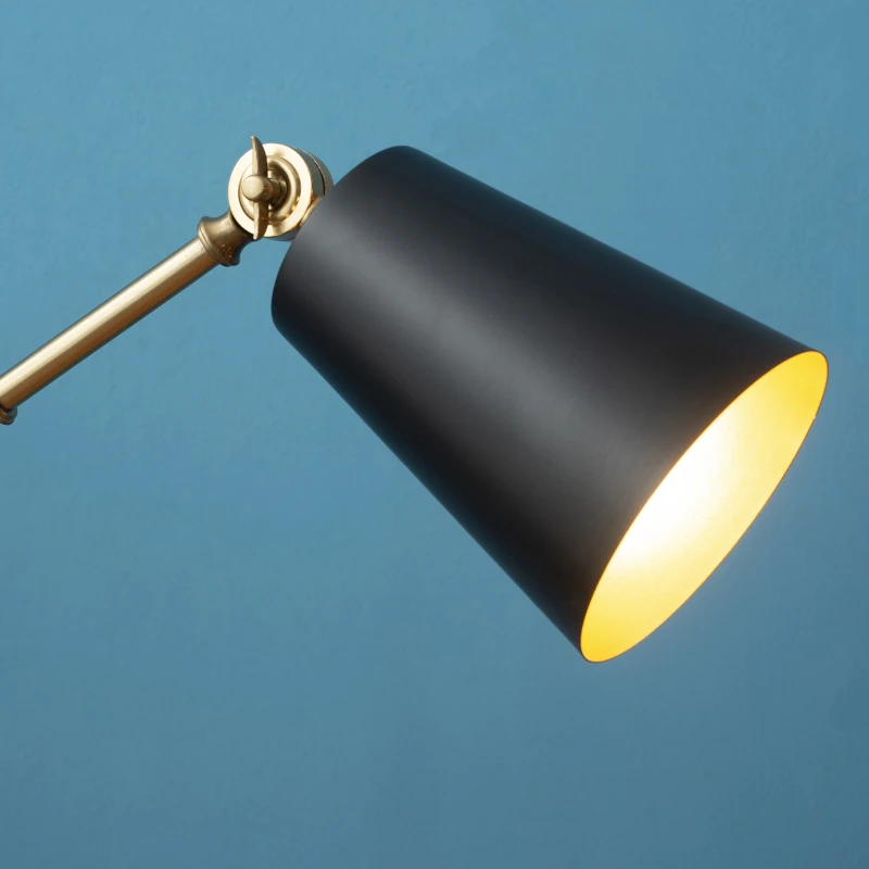 HOMCOM Lampa de Noptiera Lampa de Masa din Metal Negru si Auriu 40x18x70cm