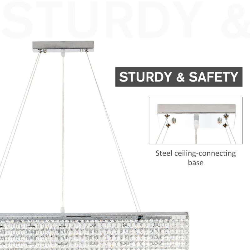 HOMCOM Lustra moderna cu 128 de pandantive si baza metalica, Plafoniera cu 7 agatatori E14 40W, Candelabru cu design de lux