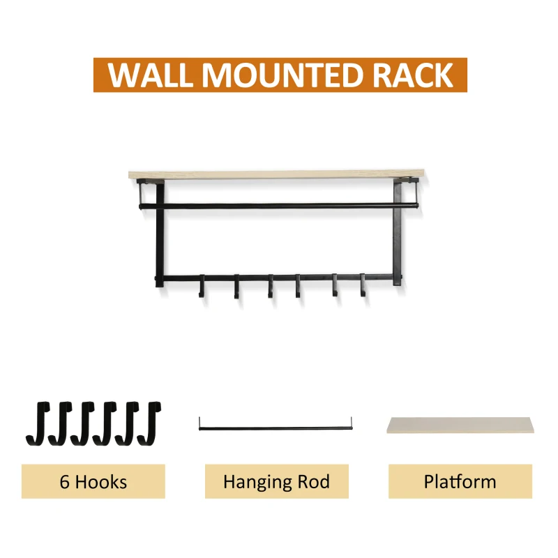 HOMCOM Garderoba cu Pantofar cu 3 rafturi si Cuier cu 6 Carlige si Raft