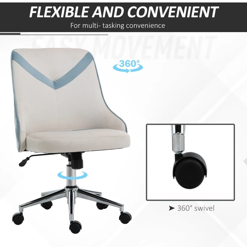 Vinsetto Scaun Rotativ Basculant pentru Birou si Casa, Inaltime Ajustabila Bej