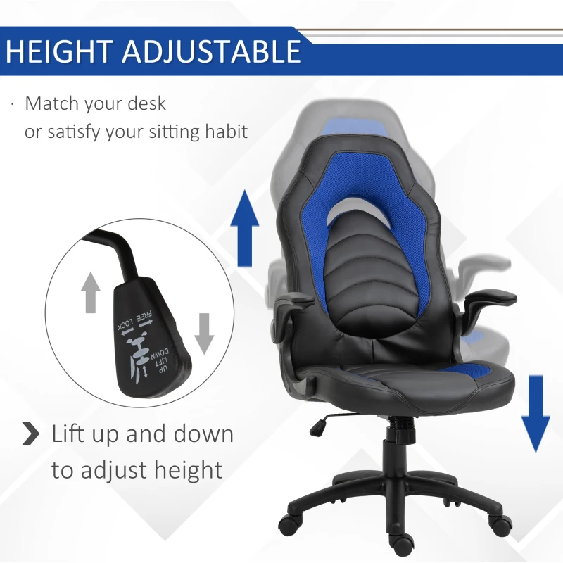 Vinsetto Fotoliu de Gaming din Piele ecologica Functie de Balansare Ajustabila Cotiera Rabatabila