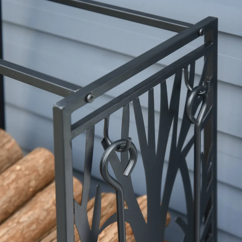 HOMCOM Suport pentru busteni din otel cu 4 unelte, capacitate 100 KG