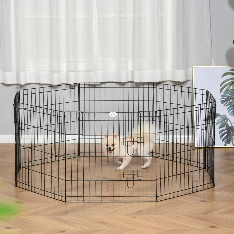 PawHut tarc tip plasa pentru animale, 8 bucati 61x61cm, negru