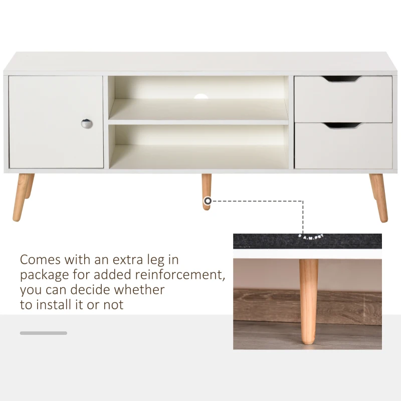 HOMCOM Mobilier Suport TV Modern si de Design din Lemn Alb pentru TV Max. 42"