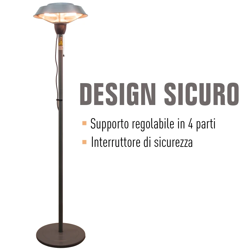 Outsunny Ciuperca Sistem de Incalzire de Extern 1500W Impermeabil in Aluminiu 200cm