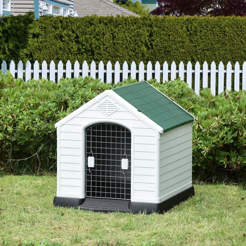 PawHut Cuşca pentru Caini de Talie Medie Exterior si Interior din Plastic Poarta Detasabila