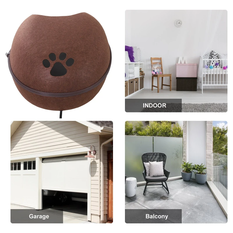 PawHut Pat pentru Pisici din Lana de Berbec si Pasla cu Perna Captusita Maro L47*W38*H24