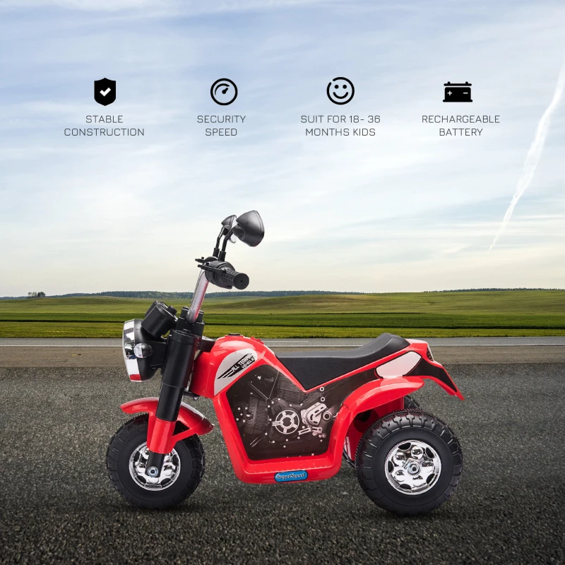 HOMCOM Motocicleta Electrica pentru Copii 3 Roti Lumini Sunete Baterie 6V Viteza 2km/h(m-4)