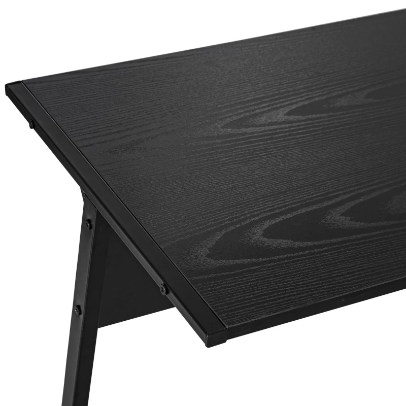 HOMCOM Birou in colt din Lemn cu cadru in Metal, Negru, 112.5 x 152 x 74cm