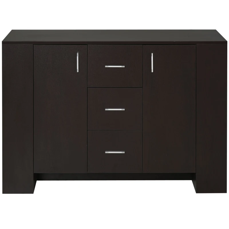 HOMCOM Dulap de perete cu 2 usi 3 sertare rafturi laterale din lemn maro