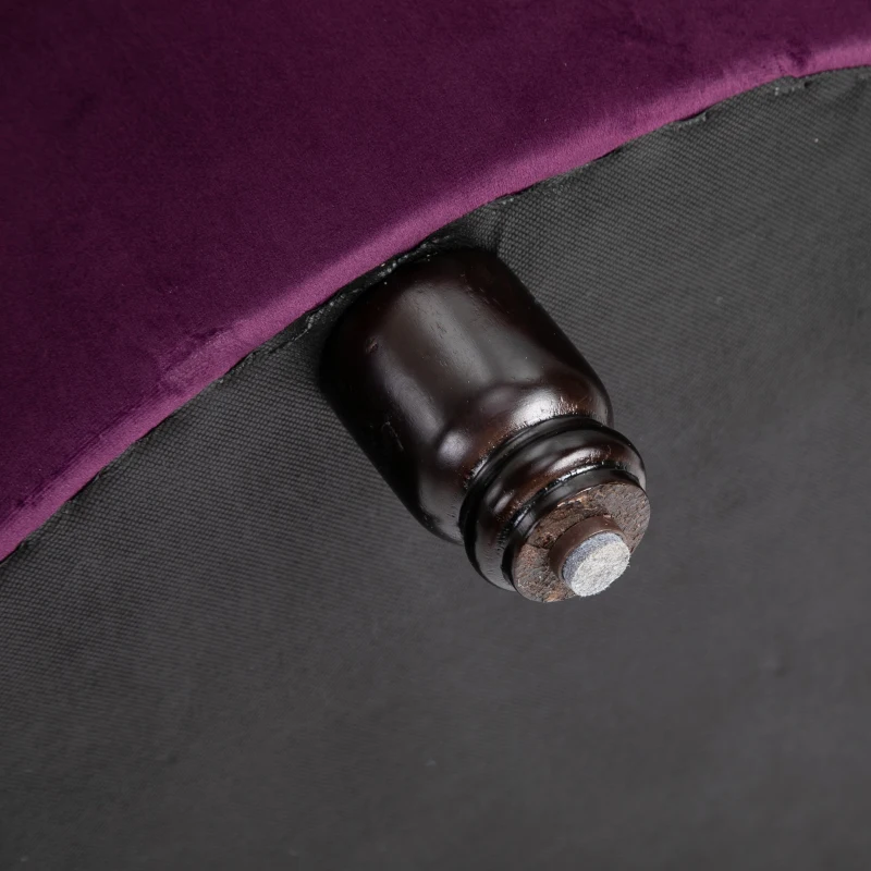 Homcom Puf container din Catifea Violeta cu Asezare in Stil Chesterfield Captusit