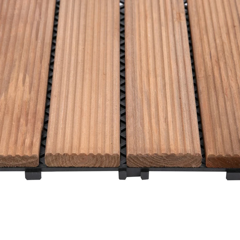 Outsunny Gresie Exterior Lemn – Set 27 Bucati Interblocabile