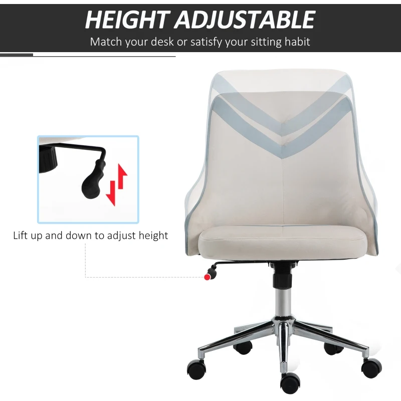 Vinsetto Scaun Rotativ Basculant pentru Birou si Casa, Inaltime Ajustabila Bej