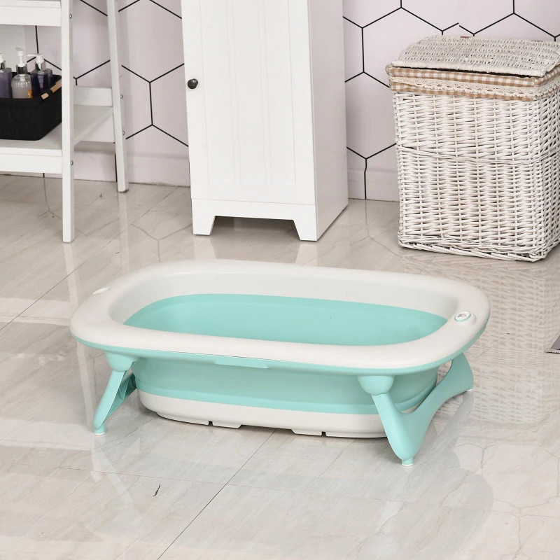 Homcom Cada de Baie Plianta pentru Bebelusi cu Suport Antiderapant PP TEP Verde