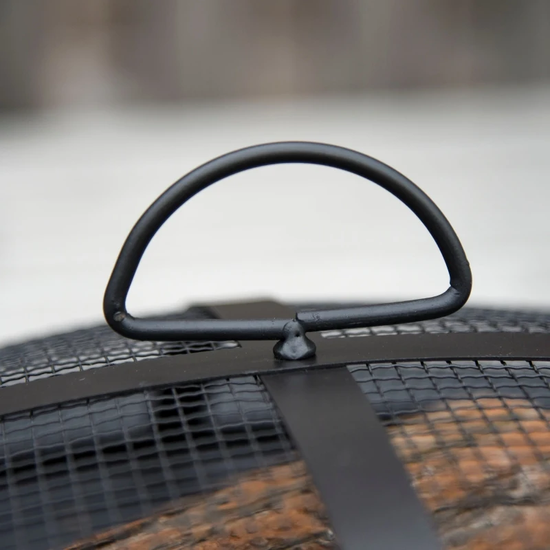 Outsunny Brazier de Gradina cu Capac pentru Arestarea Scanteilor Vatrai si Picioare Pliante