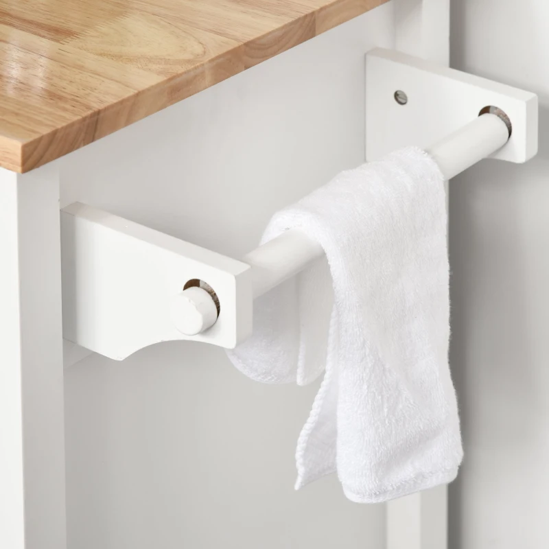 HOMCOM Carucior de Bucatarie din Lemn Multifunctional, 2 Roti, Sertare si Polite