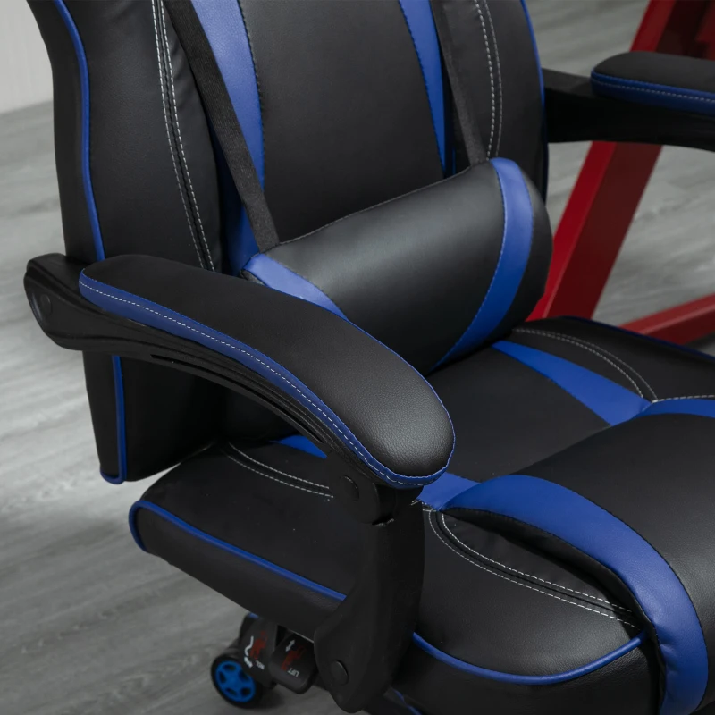 Vinsetto Scaune de Birou Ergonomice cu Roti in Piele Ecologica, Albastru si Negru