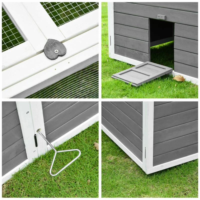 PawHut Cusca pentru iepuri de Exterior Cusca pentru 2-4 iepuri, din Lemn Gri 180x180x60cm