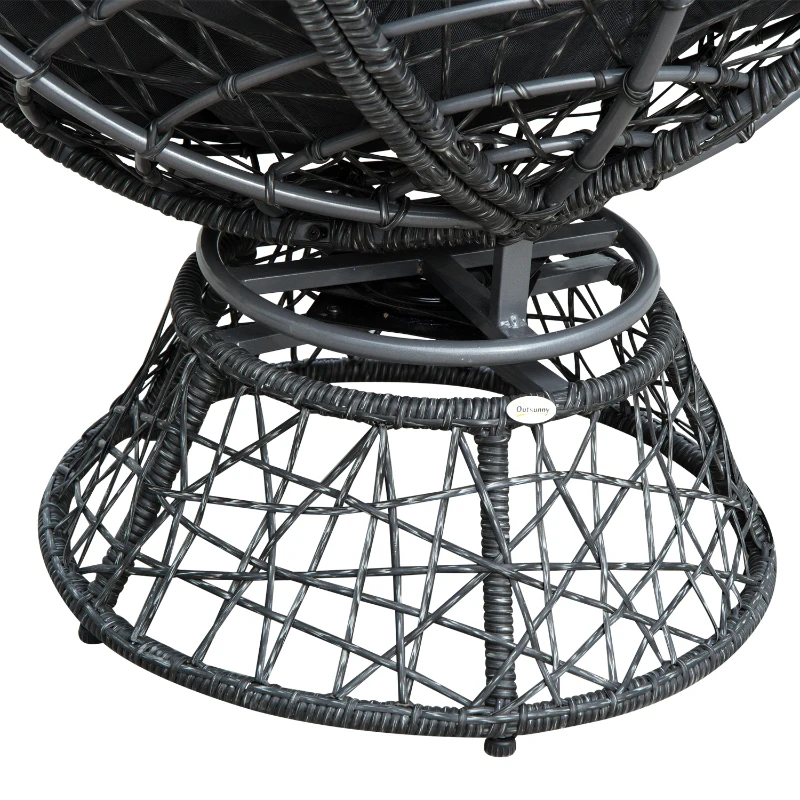 Outsunny Fotoliu Papasan Rotativ cu Confort Mare și Pernă Inclusă, Ideal pentru Grădină, Terasă sau Balcon