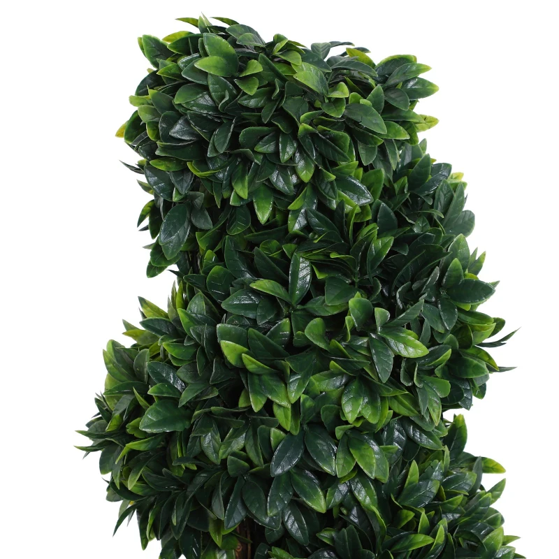 Outsunny Plantă Artificială Decorativă Buxus în Spirală cu Ghiveci Inclus, Ф32x120 cm, Verde